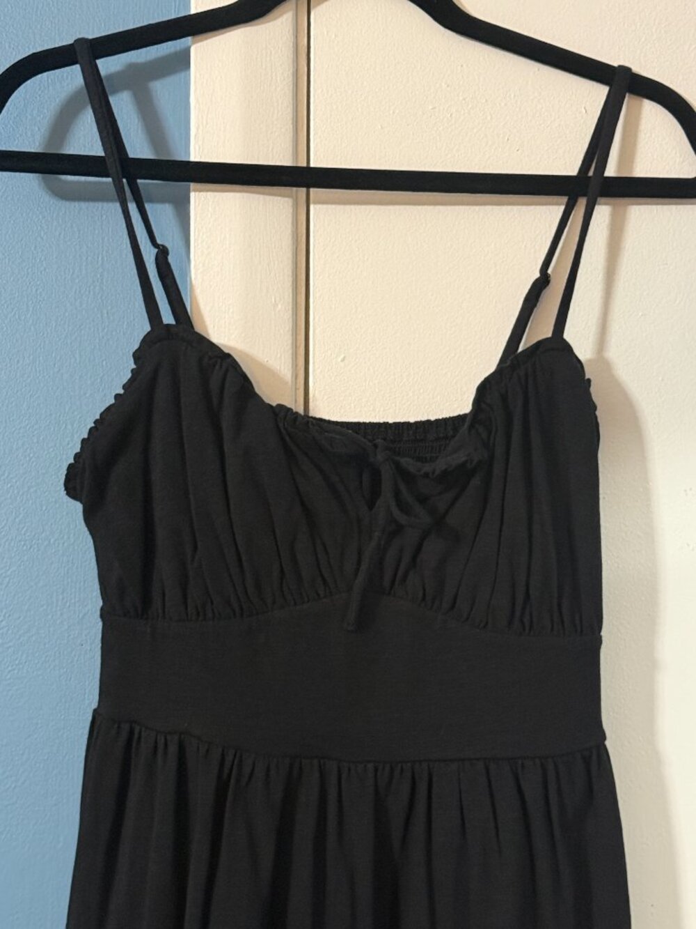 OLD NAVY Black Fit & Flare Tie-Front Cami Midi Dress Sz M NWT